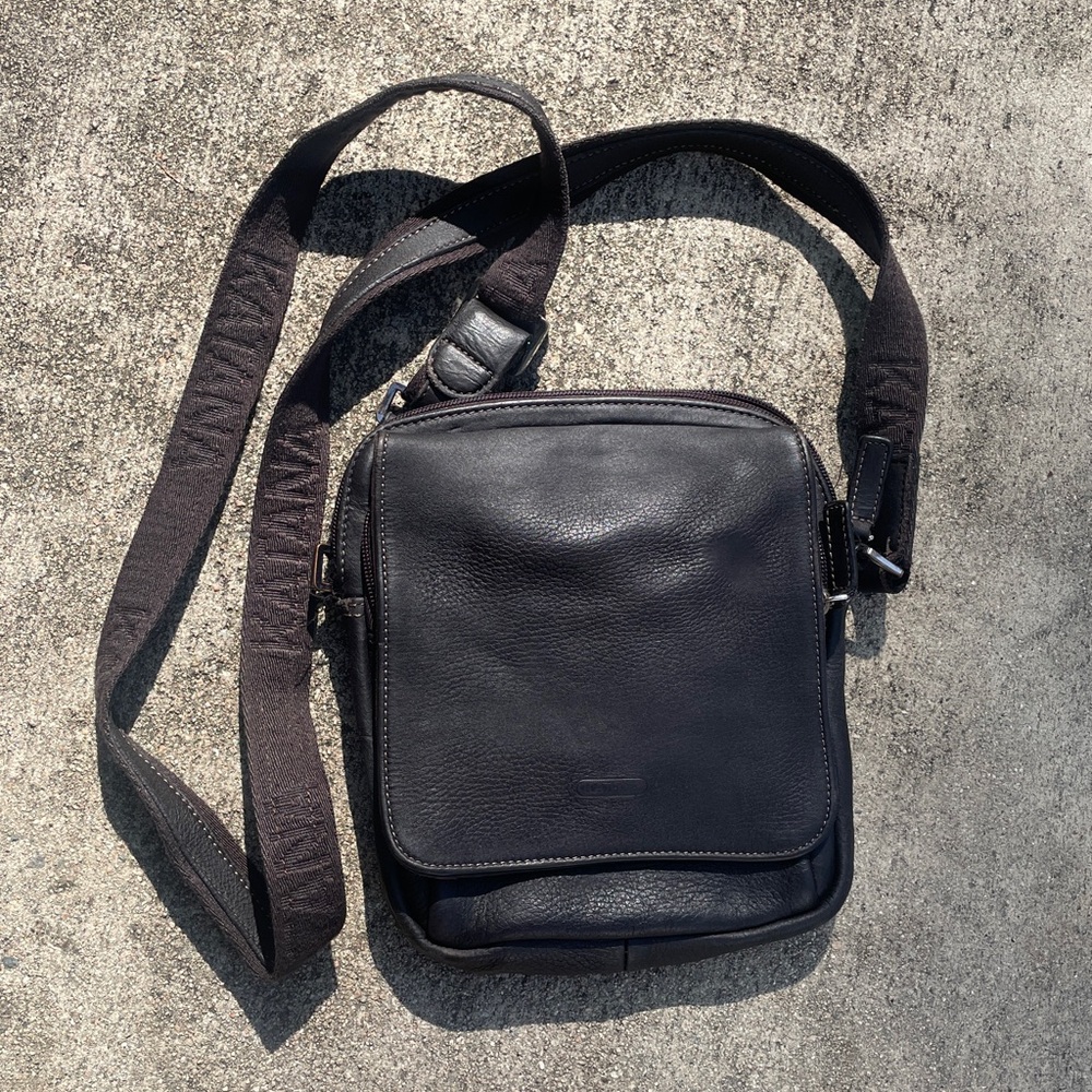 Katana Leather Crossbody Bag chocolate used